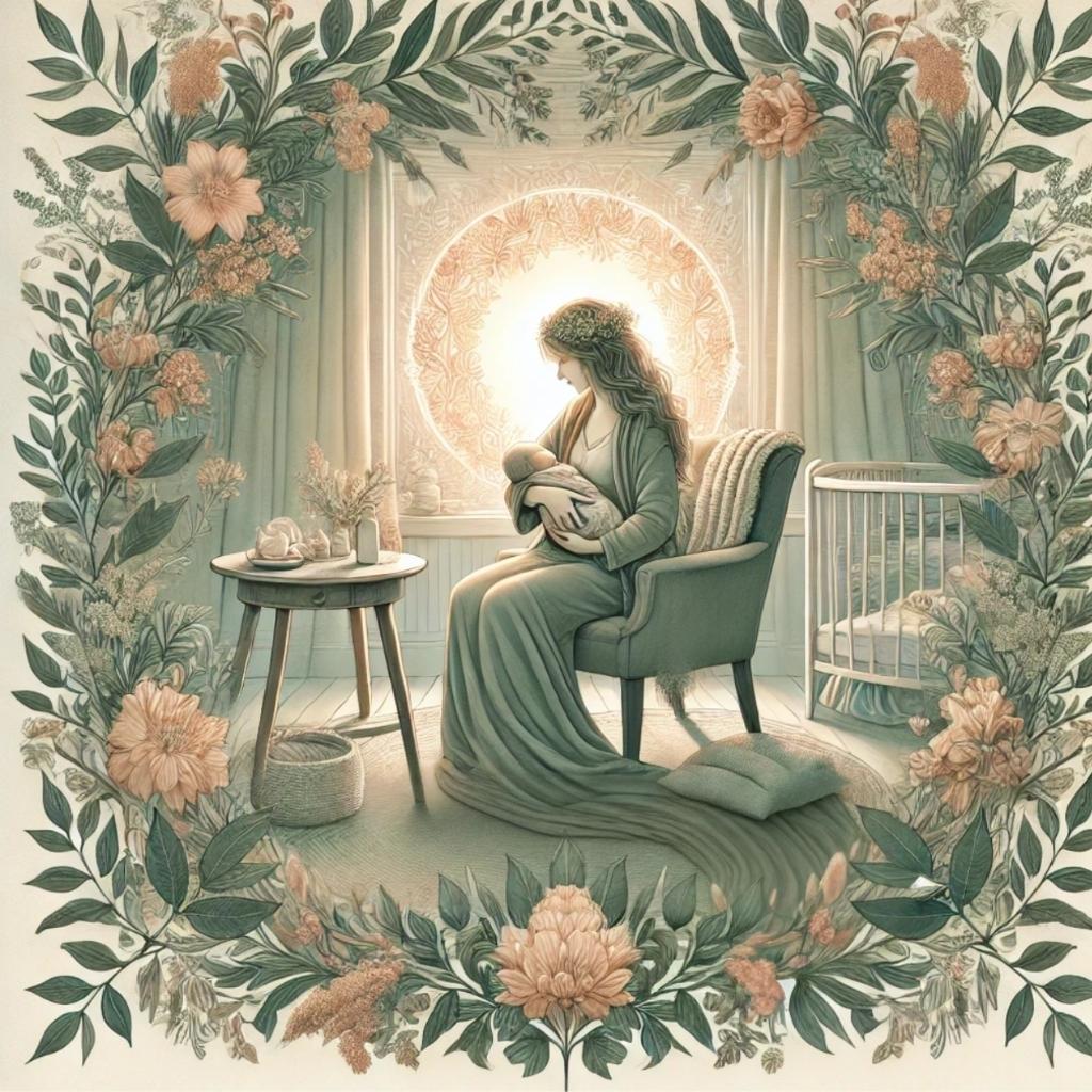 Mother holding her newborn baby, she is happy and relaxed as she is being taken care of by In-Home Postpartum Nurse and IBCLC Nicole Major - The Village.